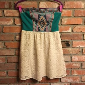 Flying Tomato tube dress with lace bottom